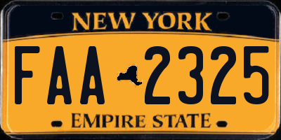 NY license plate FAA2325