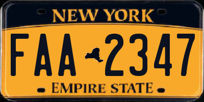 NY license plate FAA2347