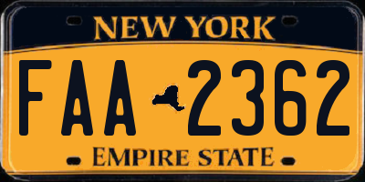NY license plate FAA2362