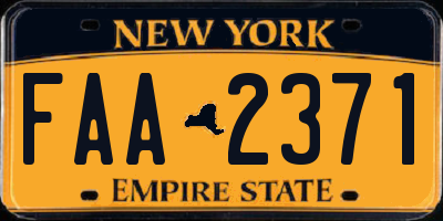 NY license plate FAA2371
