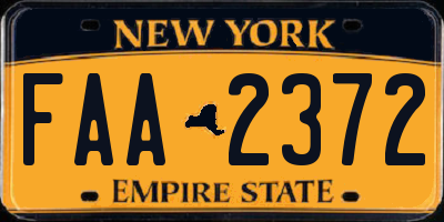 NY license plate FAA2372