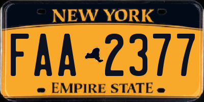 NY license plate FAA2377