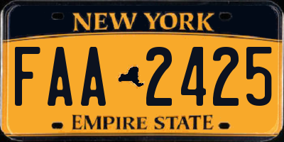 NY license plate FAA2425