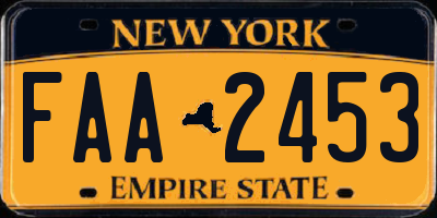 NY license plate FAA2453