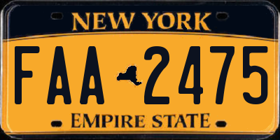 NY license plate FAA2475