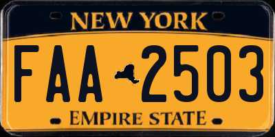 NY license plate FAA2503