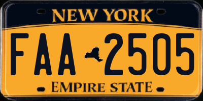 NY license plate FAA2505