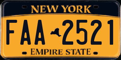 NY license plate FAA2521