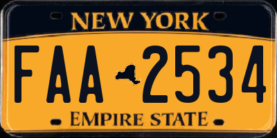 NY license plate FAA2534