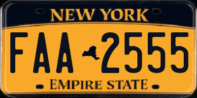 NY license plate FAA2555