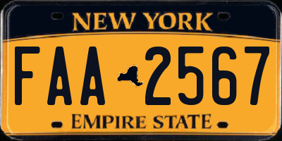 NY license plate FAA2567