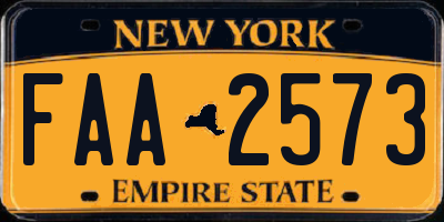 NY license plate FAA2573