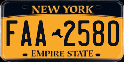 NY license plate FAA2580