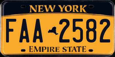 NY license plate FAA2582