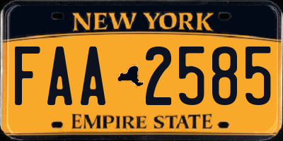 NY license plate FAA2585