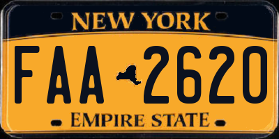 NY license plate FAA2620
