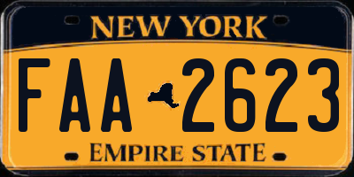 NY license plate FAA2623