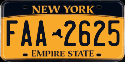 NY license plate FAA2625