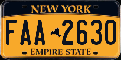 NY license plate FAA2630