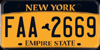 NY license plate FAA2669