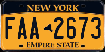NY license plate FAA2673