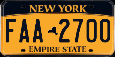 NY license plate FAA2700