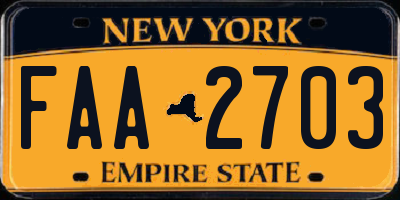 NY license plate FAA2703
