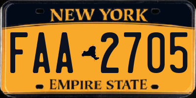 NY license plate FAA2705