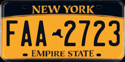 NY license plate FAA2723