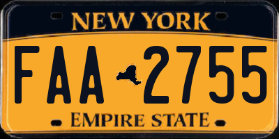 NY license plate FAA2755