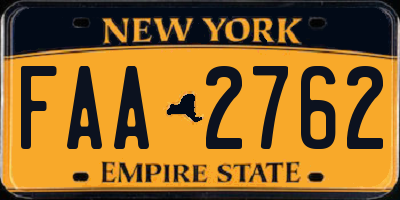NY license plate FAA2762