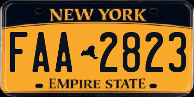 NY license plate FAA2823