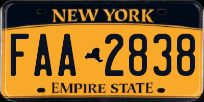 NY license plate FAA2838
