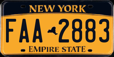 NY license plate FAA2883