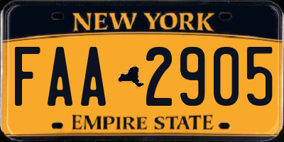 NY license plate FAA2905