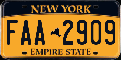NY license plate FAA2909