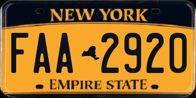 NY license plate FAA2920
