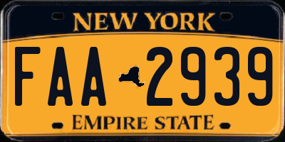 NY license plate FAA2939