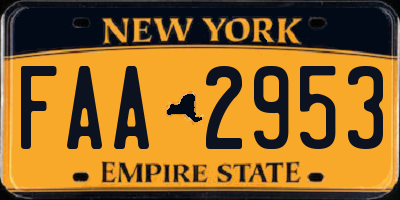 NY license plate FAA2953
