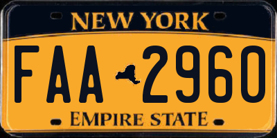 NY license plate FAA2960