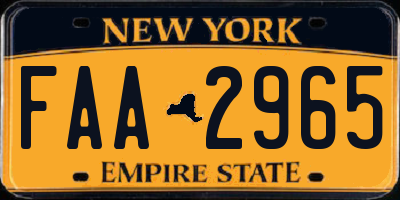 NY license plate FAA2965