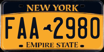 NY license plate FAA2980