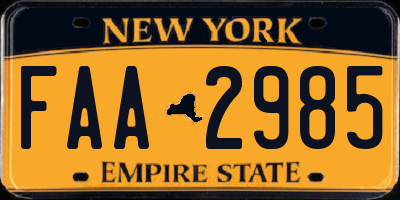 NY license plate FAA2985