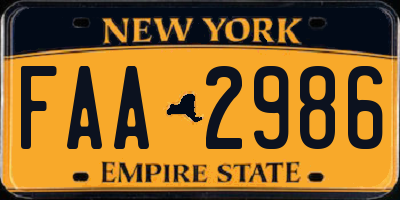 NY license plate FAA2986