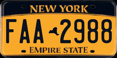 NY license plate FAA2988