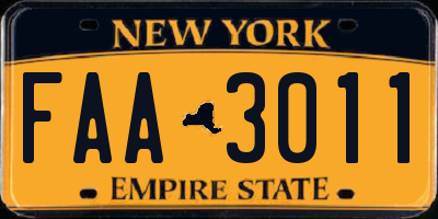 NY license plate FAA3011