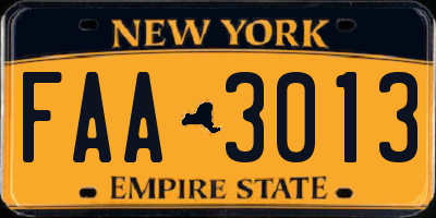 NY license plate FAA3013