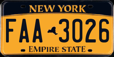 NY license plate FAA3026