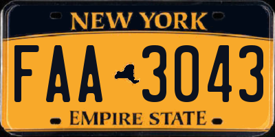 NY license plate FAA3043