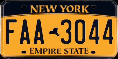 NY license plate FAA3044
